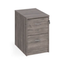 Wooden 2 drawer filing cabinet with silver handles 730mm high - grey oak