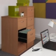 Wooden 3 drawer filing cabinet with silver handles 1045mm high - beech
