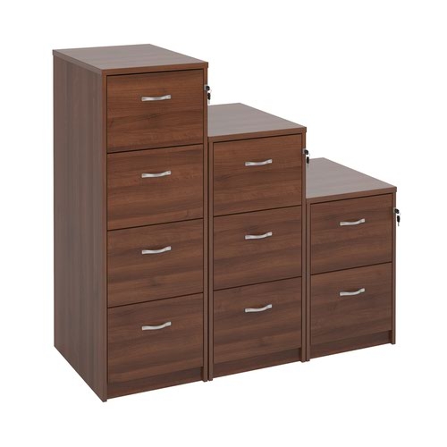 Wooden 3 drawer filing cabinet with silver handles 1045mm high - beech