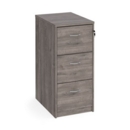 Wooden 3 drawer filing cabinet with silver handles 1045mm high - grey oak