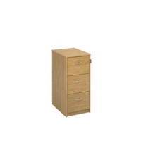 Wooden 3 drawer filing cabinet with silver handles 1045mm high - oak