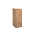 Wooden 4 drawer filing cabinet with silver handles 1360mm high - beech