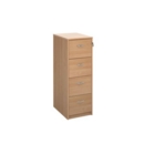 Wooden 4 drawer filing cabinet with silver handles 1360mm high - beech