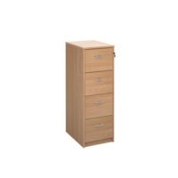 Wooden 4 drawer filing cabinet with silver handles 1360mm high - beech