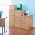 Wooden 4 drawer filing cabinet with silver handles 1360mm high - beech