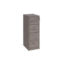 Wooden 4 drawer filing cabinet with silver handles 1360mm high - grey oak