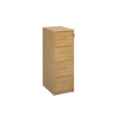Wooden 4 drawer filing cabinet with silver handles 1360mm high - oak