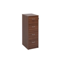 Wooden 4 drawer filing cabinet with silver handles 1360mm high - walnut