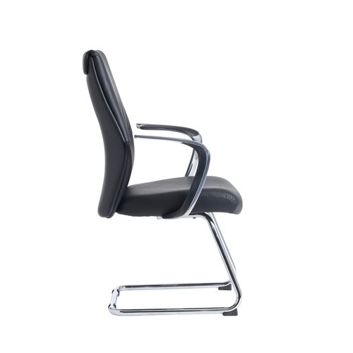Limoges executive visitors chair - black leather faced