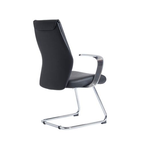 Limoges executive visitors chair - black leather faced