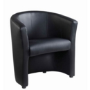 London reception single tub chair 670mm wide - black faux leather