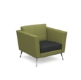 Lyric reception chair single seater with metal legs 900mm wide - elapse grey seat and arms with endurance green back