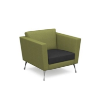 Lyric reception chair single seater with metal legs 900mm wide - elapse grey seat and arms with endurance green back