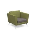 Lyric reception chair single seater with metal legs 900mm wide - forecast grey seat and arms with endurance green back