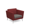 Lyric reception chair single seater with metal legs 900mm wide - forecast grey seat and arms with extent red back