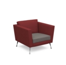 Lyric reception chair single seater with metal legs 900mm wide - forecast grey seat and arms with extent red back
