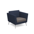 Lyric reception chair single seater with metal legs 900mm wide - forecast grey seat and arms with range blue back