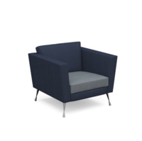 Lyric reception chair single seater with metal legs 900mm wide - late grey seat and arms with range blue back