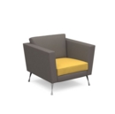 Lyric reception chair single seater with metal legs 900mm wide - lifetime yellow seat and arms with forecast grey back