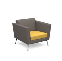 Lyric reception chair single seater with metal legs 900mm wide - lifetime yellow seat and arms with forecast grey back