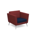 Lyric reception chair single seater with metal legs 900mm wide - maturity blue seat and arms with extent red back