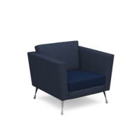 Lyric reception chair single seater with metal legs 900mm wide - maturity blue seat and arms with range blue back
