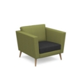 Lyric reception chair single seater with wooden legs 900mm wide - elapse grey seat and arms with endurance green back