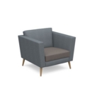 Lyric reception chair single seater with wooden legs 900mm wide - forecast grey seat and arms with late grey back