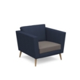 Lyric reception chair single seater with wooden legs 900mm wide - forecast grey seat and arms with range blue back