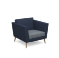Lyric reception chair single seater with wooden legs 900mm wide - late grey seat and arms with range blue back