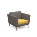 Lyric reception chair single seater with wooden legs 900mm wide - lifetime yellow seat and arms with forecast grey back