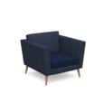 Lyric reception chair single seater with wooden legs 900mm wide - maturity blue seat and arms with range blue back