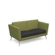 Lyric reception chair two seater with metal legs 1450mm wide - elapse grey seat and arms with endurance green back