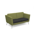 Lyric reception chair two seater with metal legs 1450mm wide - elapse grey seat and arms with endurance green back