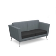 Lyric reception chair two seater with metal legs 1450mm wide - elapse grey seat and arms with late grey back