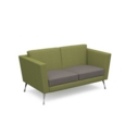 Lyric reception chair two seater with metal legs 1450mm wide - forecast grey seat and arms with endurance green back