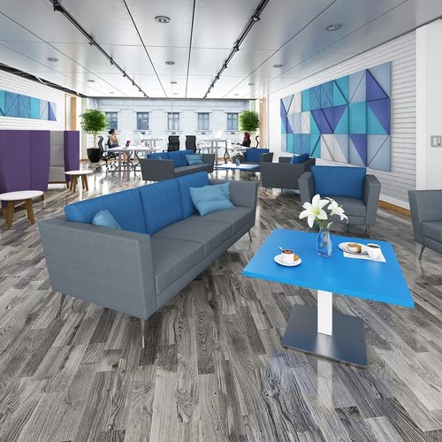 Lyric reception chair two seater with metal legs 1450mm wide - forecast grey seat and arms with endurance green back