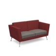 Lyric reception chair two seater with metal legs 1450mm wide - forecast grey seat and arms with extent red back