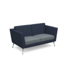 Lyric reception chair two seater with metal legs 1450mm wide - late grey seat and arms with range blue back
