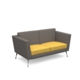 Lyric reception chair two seater with metal legs 1450mm wide - lifetime yellow seat and arms with forecast grey back