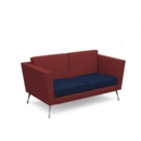 Lyric reception chair two seater with metal legs 1450mm wide - maturity blue seat and arms with extent red back