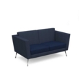 Lyric reception chair two seater with metal legs 1450mm wide - maturity blue seat and arms with range blue back
