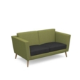 Lyric reception chair two seater with wooden legs 1450mm wide - elapse grey seat and arms with endurance green back