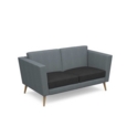 Lyric reception chair two seater with wooden legs 1450mm wide - elapse grey seat and arms with late grey back