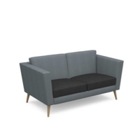 Lyric reception chair two seater with wooden legs 1450mm wide - elapse grey seat and arms with late grey back