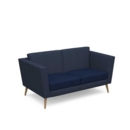 Lyric reception chair two seater with wooden legs 1450mm wide - maturity blue seat and arms with range blue back