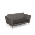 Lyric reception chair two seater with wooden legs 1450mm wide - present grey seat and arms with forecast grey back