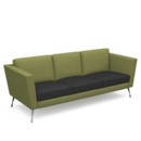 Lyric reception chair three seater with metal legs 2010mm wide - elapse grey seat and arms with endurance green back