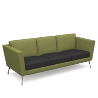 Lyric reception chair three seater with metal legs 2010mm wide - elapse grey seat and arms with endurance green back
