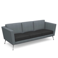 Lyric reception chair three seater with metal legs 2010mm wide - elapse grey seat and arms with late grey back